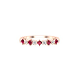 Solid Gold Princess cut Ruby and Diamond Ring