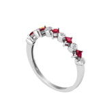 Solid Gold Princess cut Ruby and Diamond Ring
