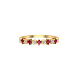 Solid Gold Princess cut Ruby and Diamond Ring
