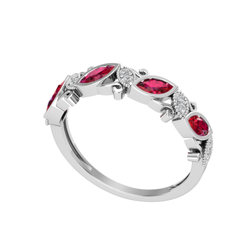 Marquise Ruby and Diamond Art Deco Ring