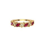Solid Gold Marquise Ruby Diamond Ring