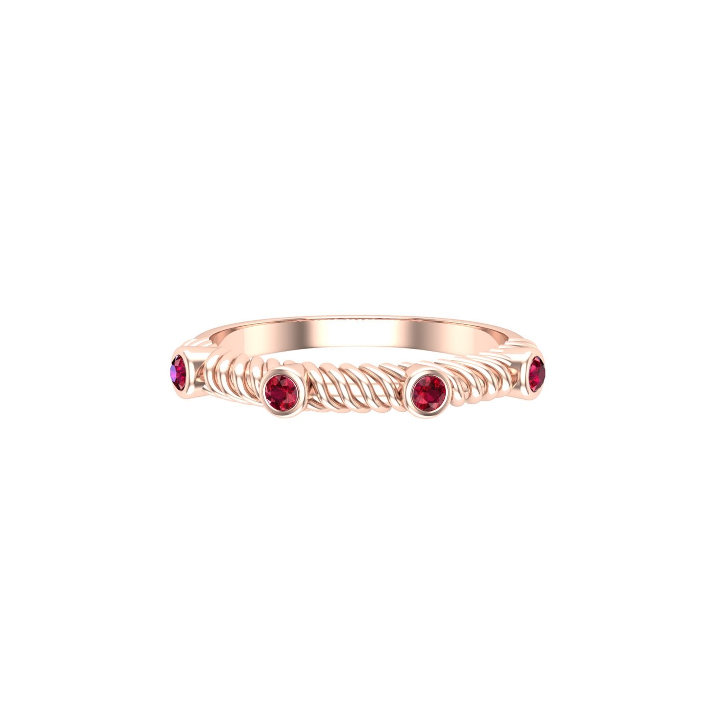 Solid Gold Twist Ruby Ring