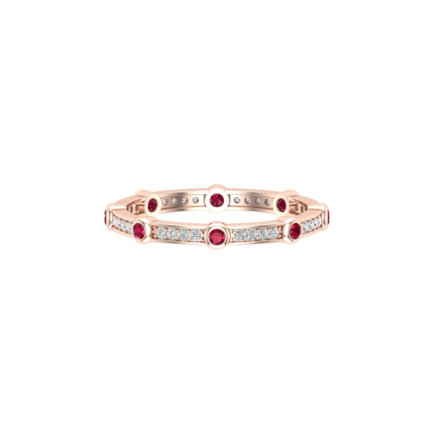 Solid Gold Ruby Diamond Full Eternity Ring