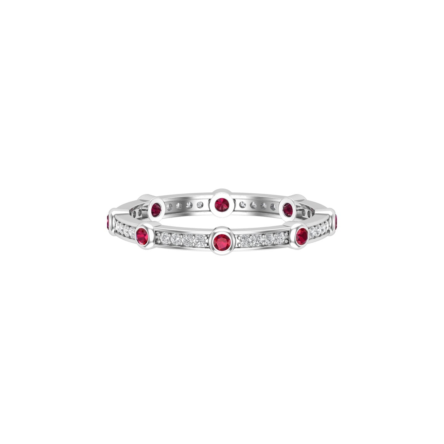 Solid Gold Ruby Diamond Full Eternity Ring
