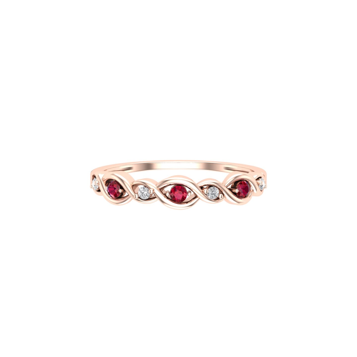 Solid Gold Ruby and Diamond Infinity Ring