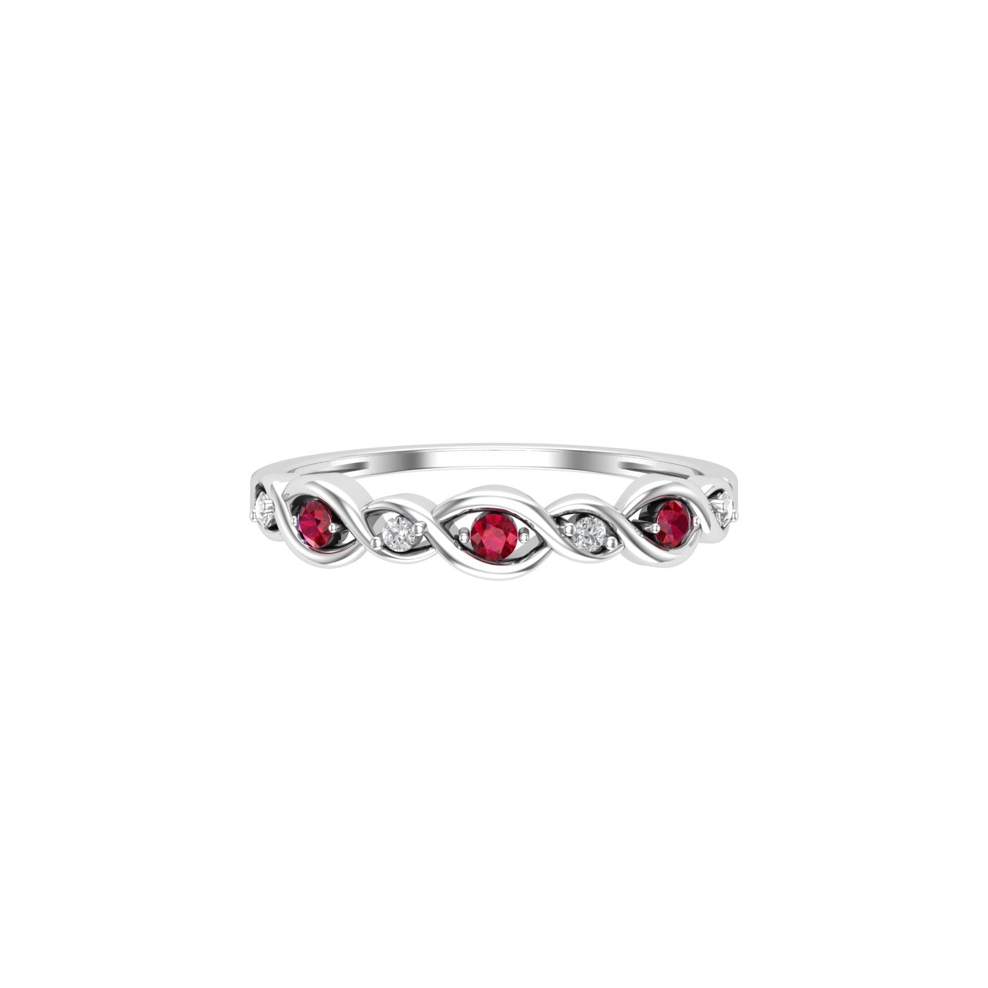Solid Gold Ruby and Diamond Infinity Ring