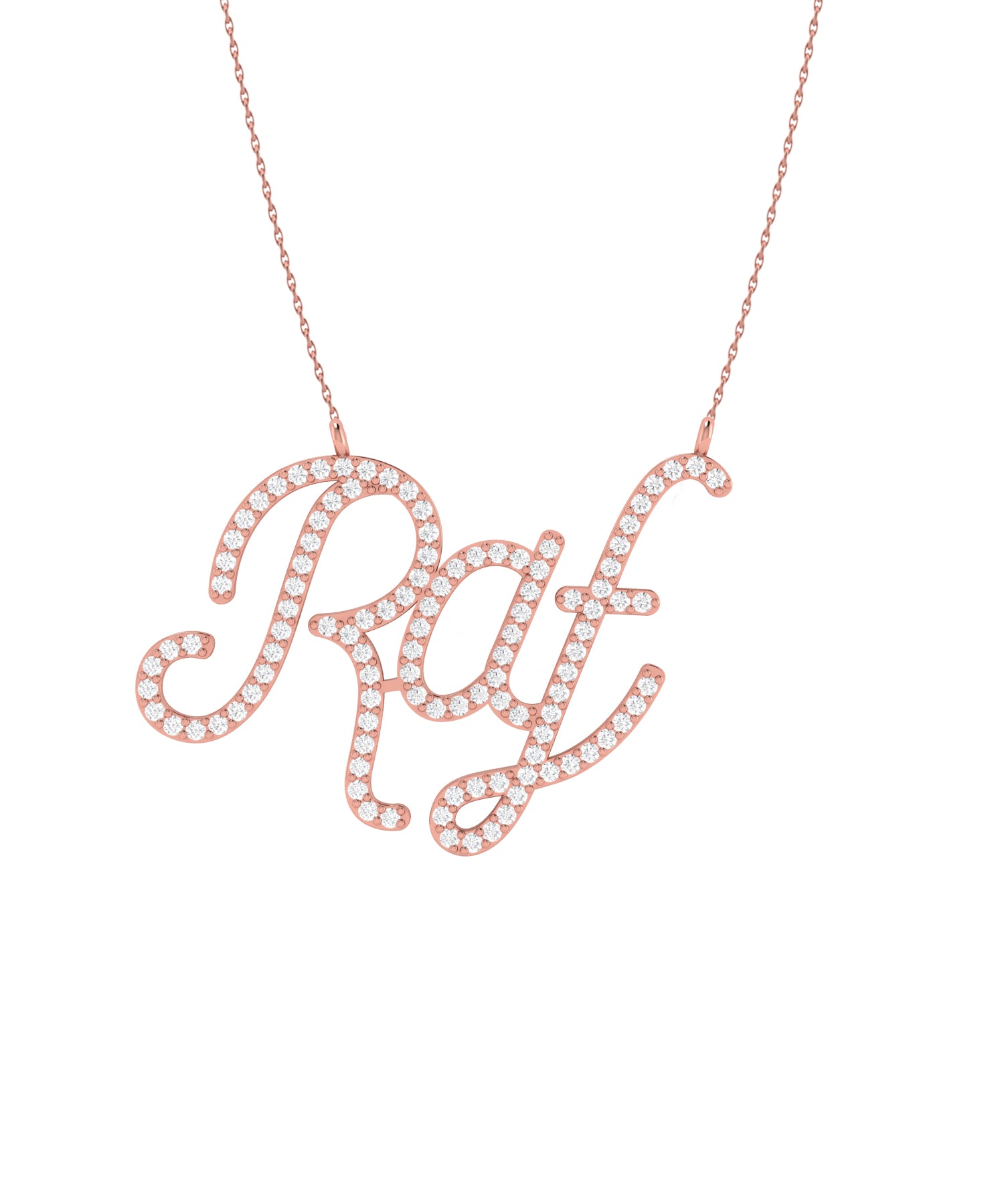Solid Gold Diamond Script Letter Personalized Necklace