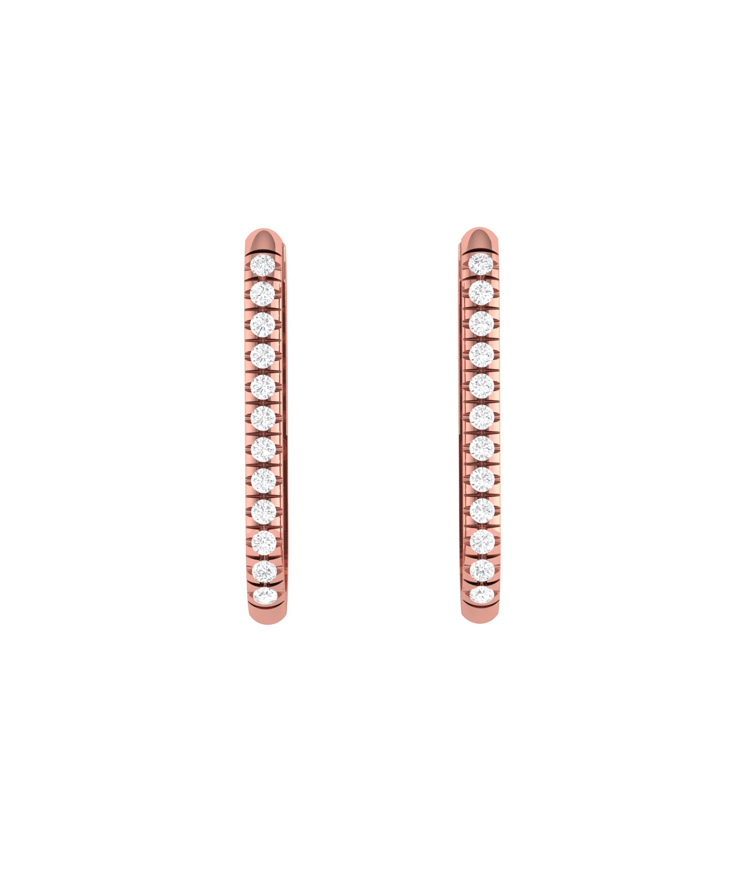 Solid Gold Diamond Oblong Rectangle Hoop Earring