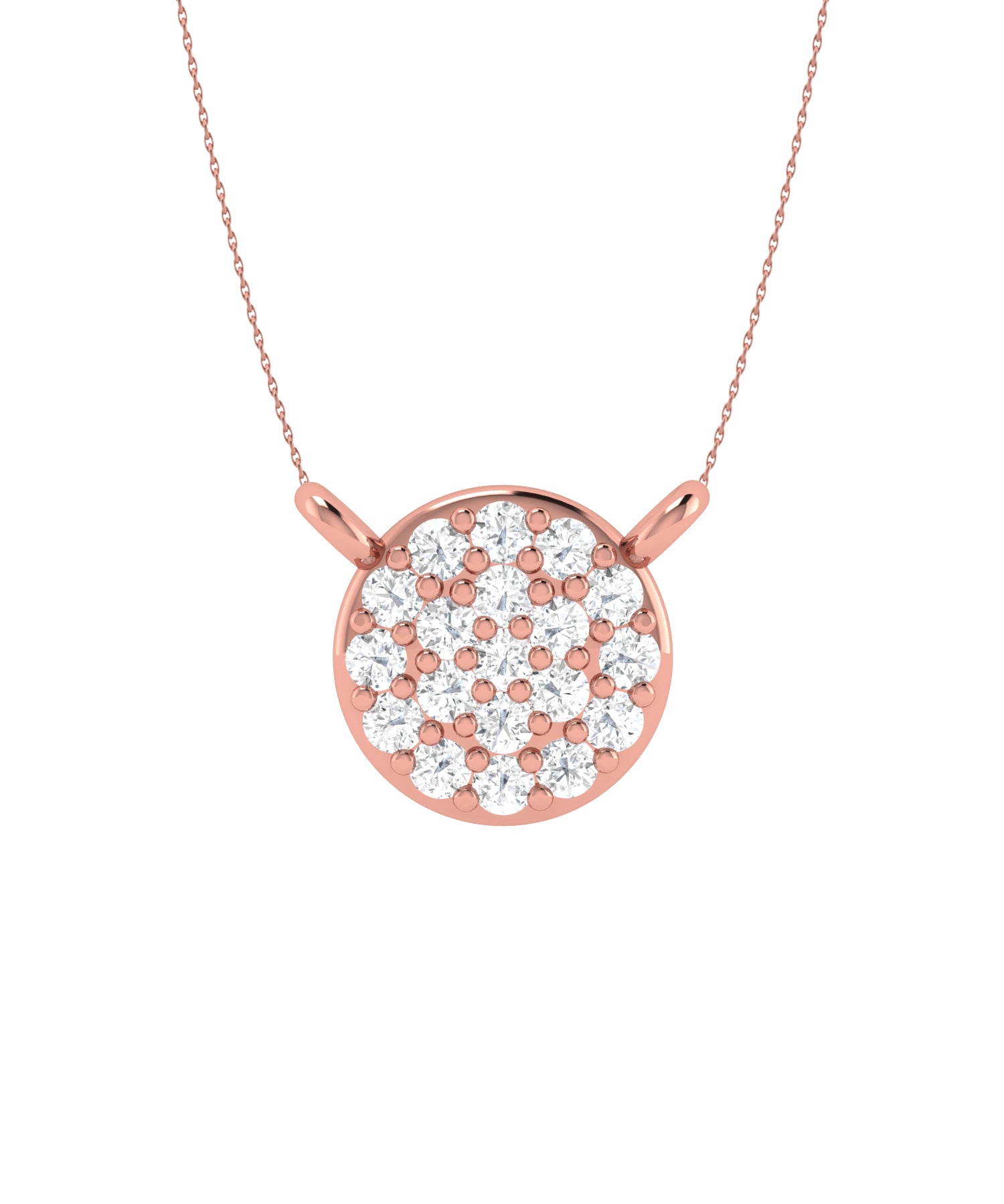 Solid Gold Round Disc Diamond Necklace