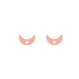 Solid Gold Tiny Crescent Diamond Studs