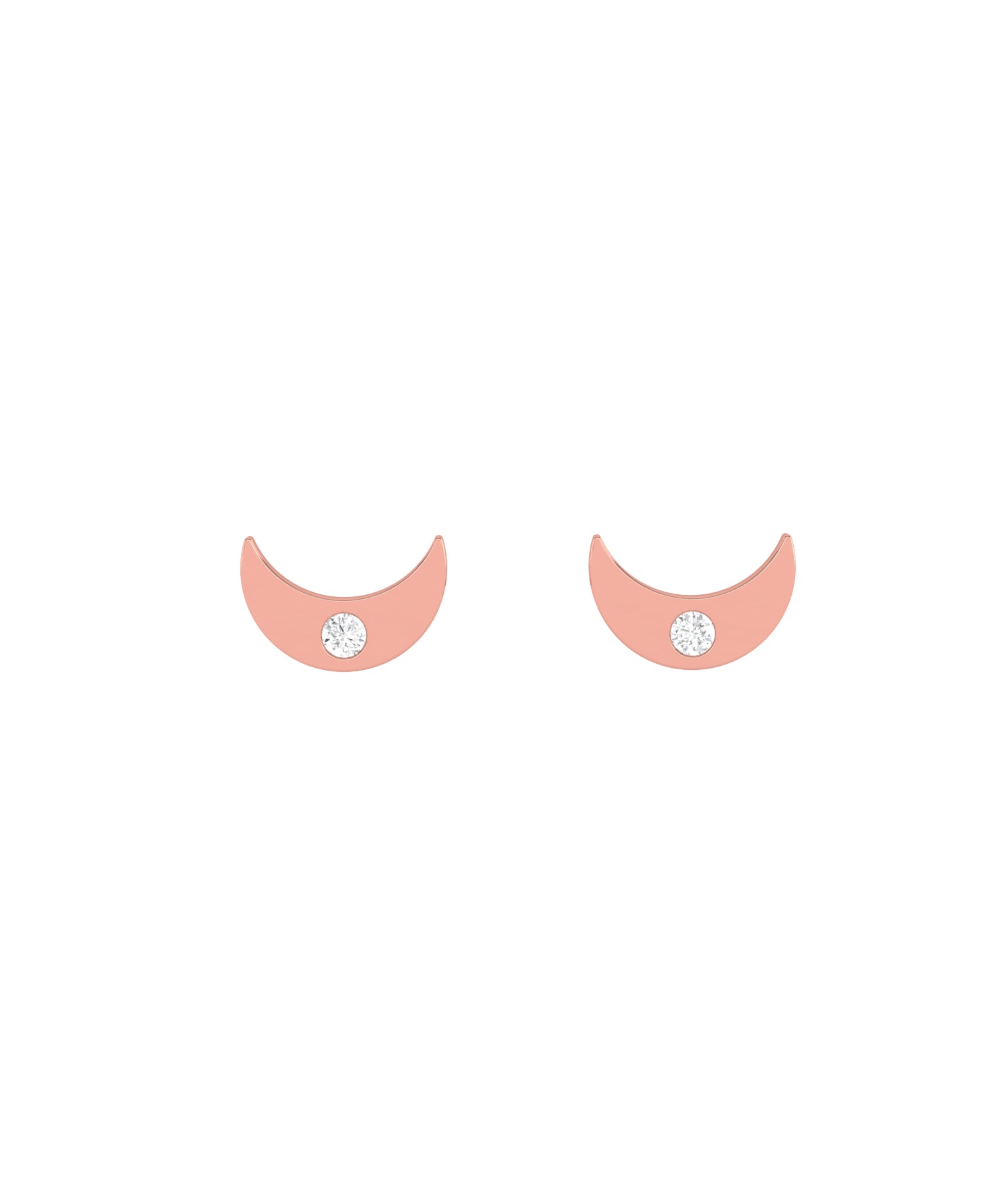 Solid Gold Tiny Crescent Diamond Studs