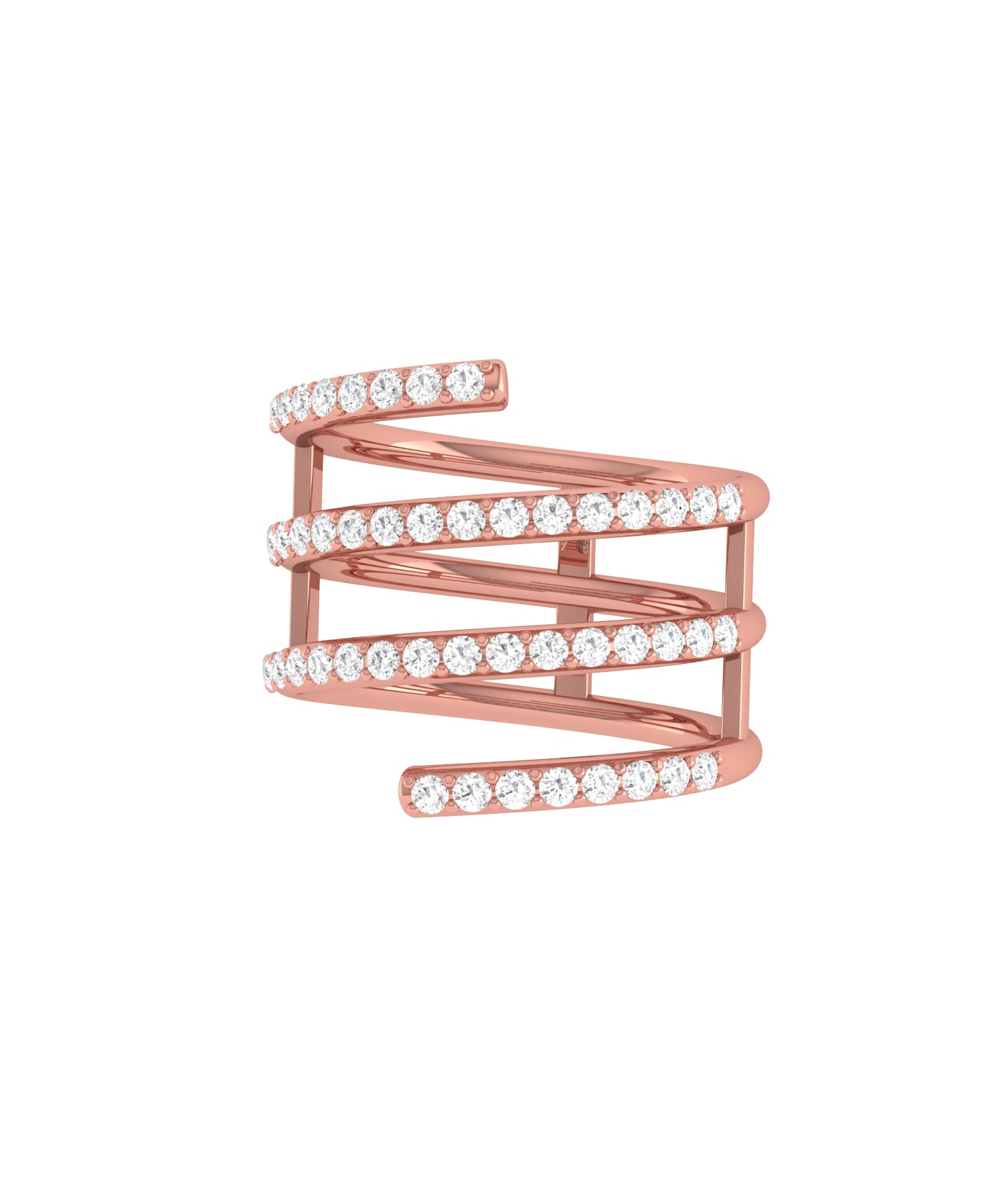 Solid Gold Diamond Spiral Ring