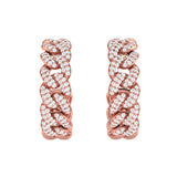 Solid Gold Diamond Curb Chain Hoop Earrings