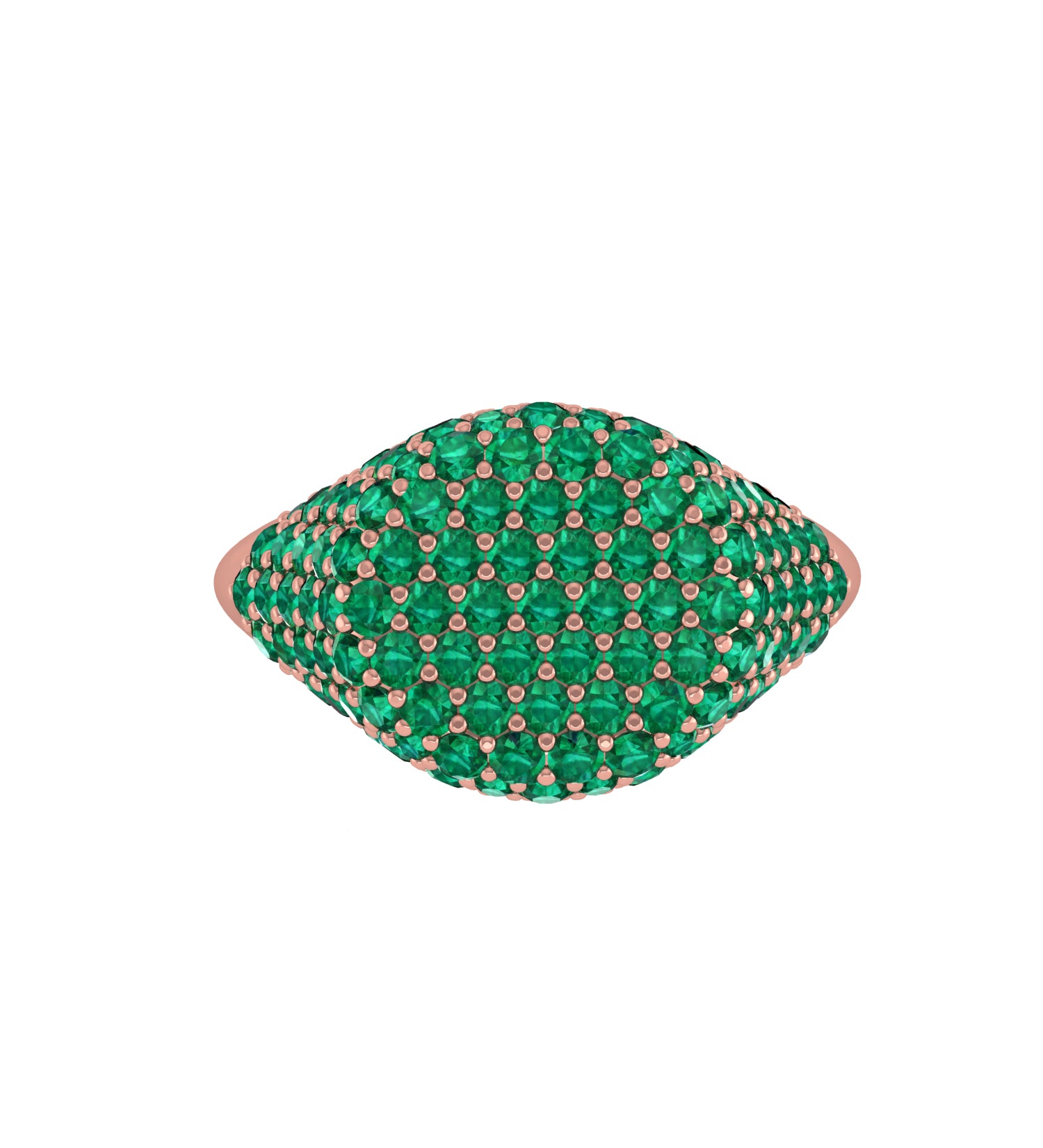Solid Gold Emerald Pave Signet Ring