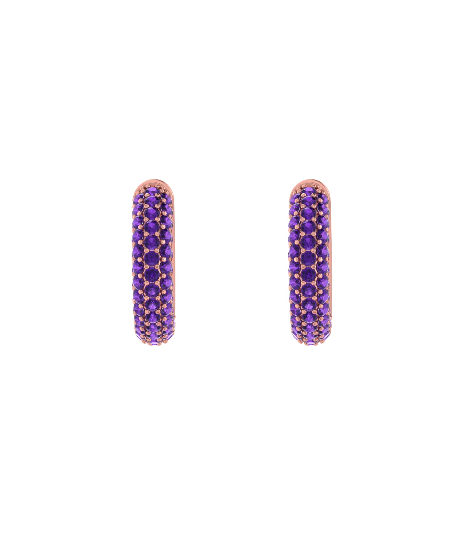 Solid Gold Pave Amethyst Ear Cuff - Single