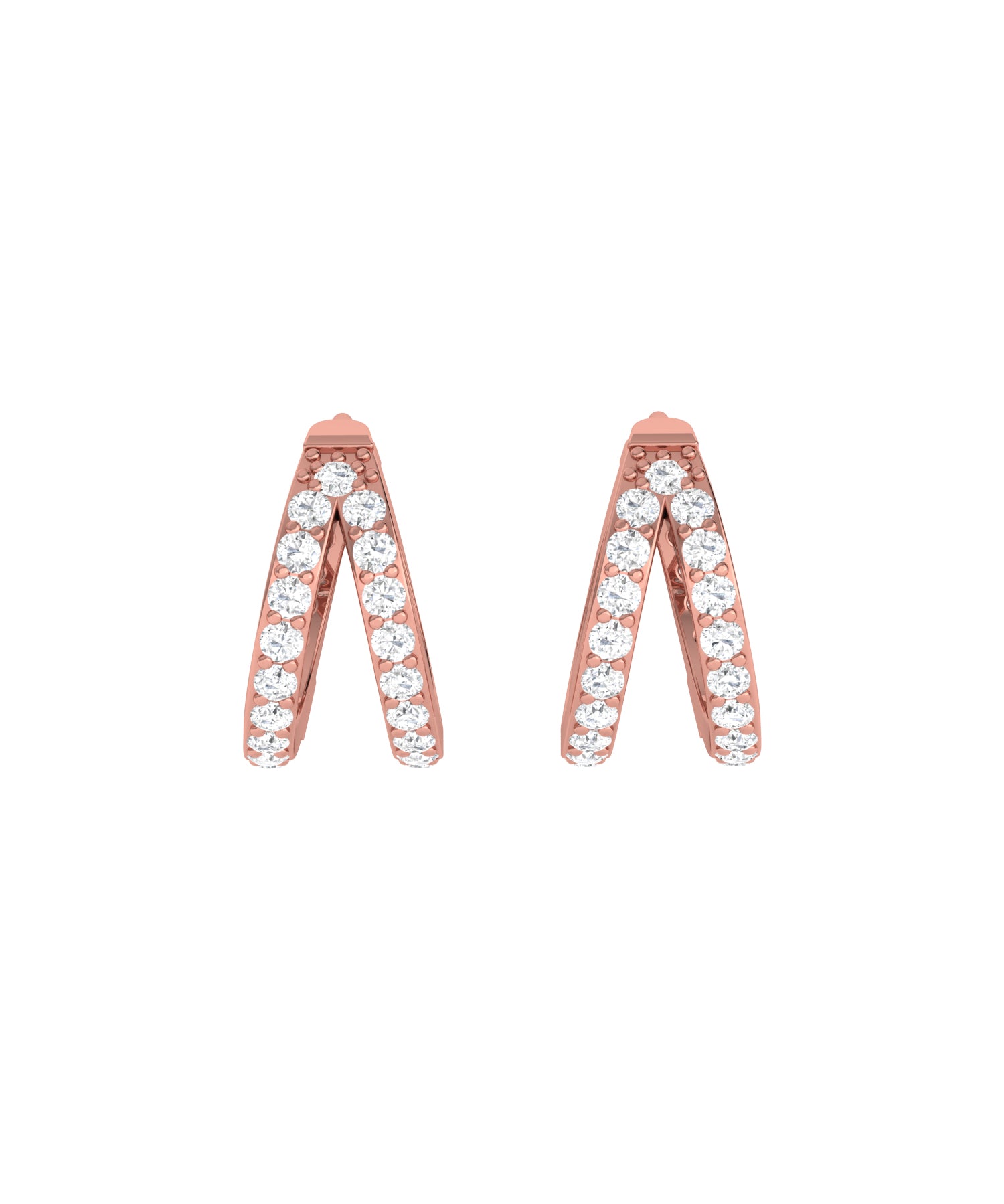 Solid Gold Diamond Huggie Hoop Earrings