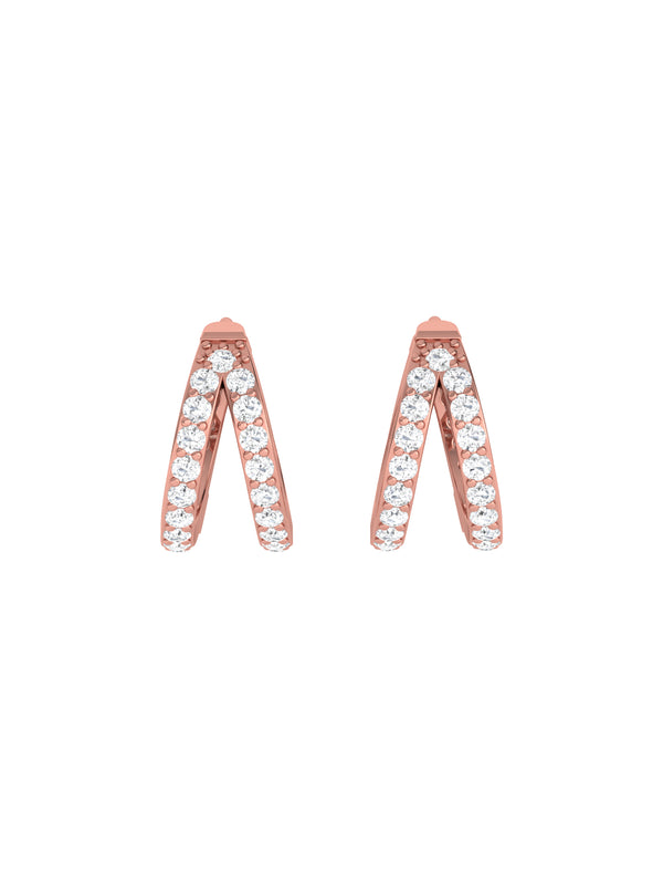 Diamond Double Huggie Hoop Earrings