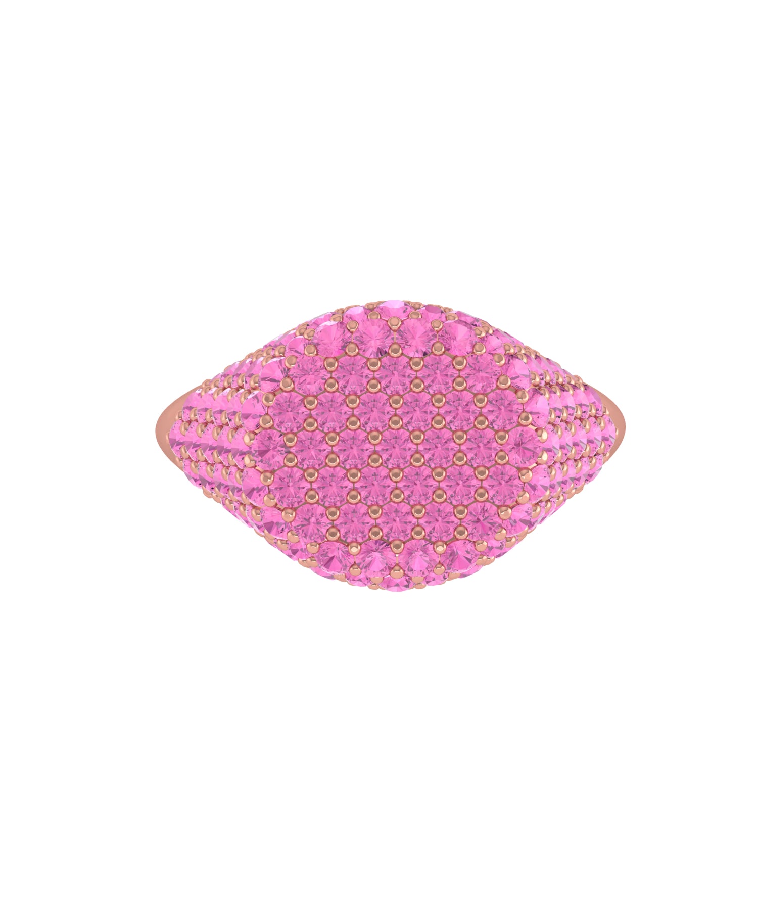 Solid Gold Pink Sapphire Pave Signet Ring
