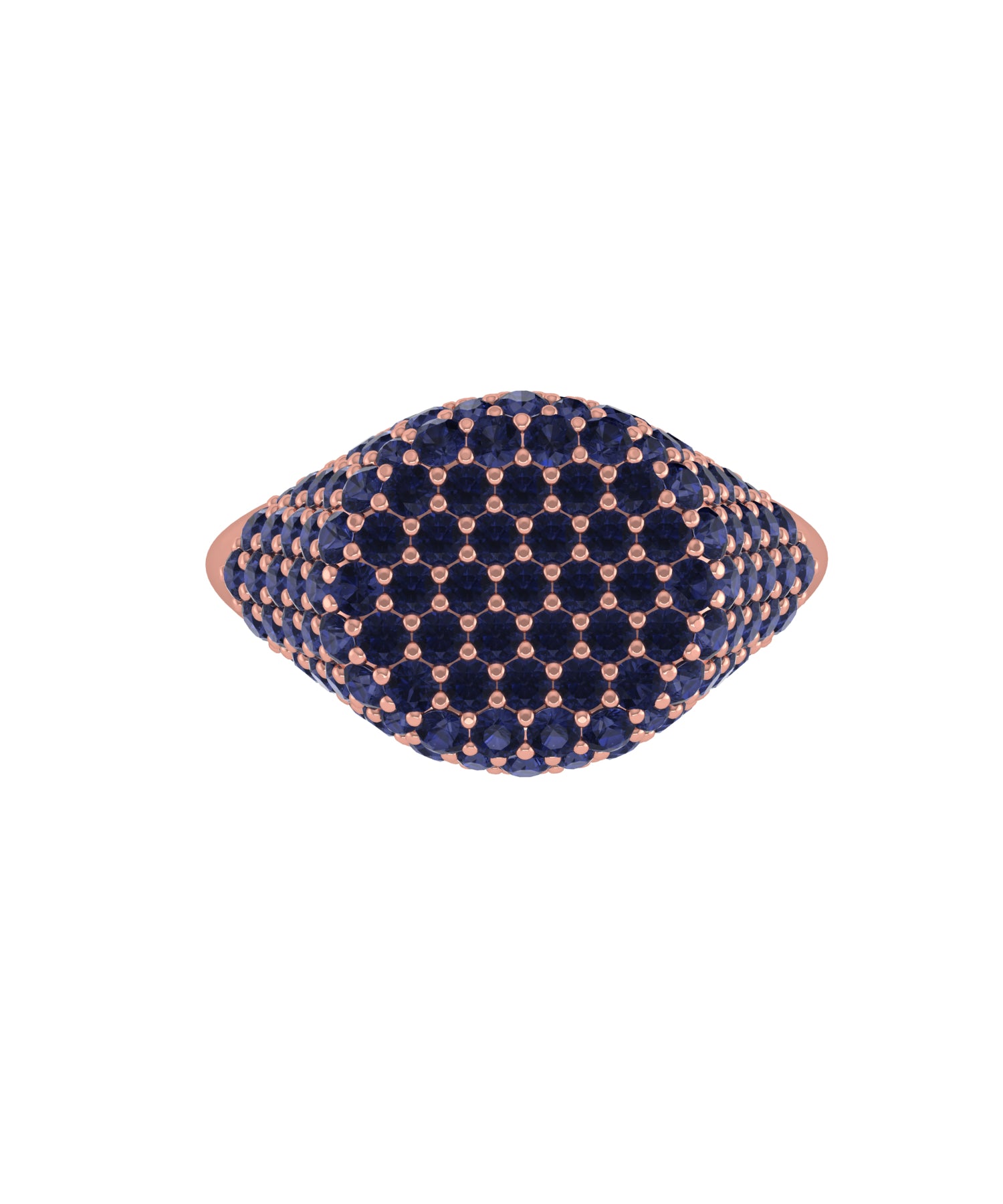 Solid Gold Sapphire Pave Signet Ring
