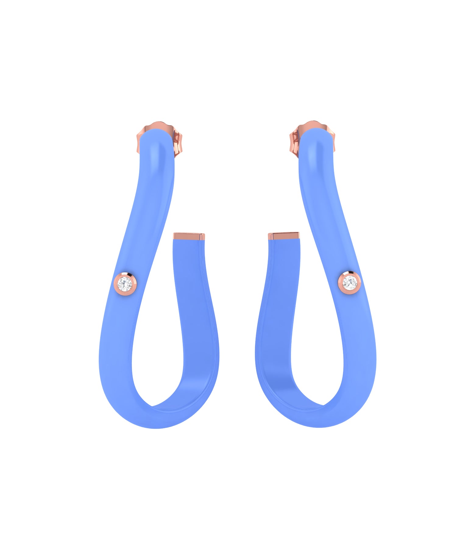 Solid Gold Diamond Enamel Hoop Earring