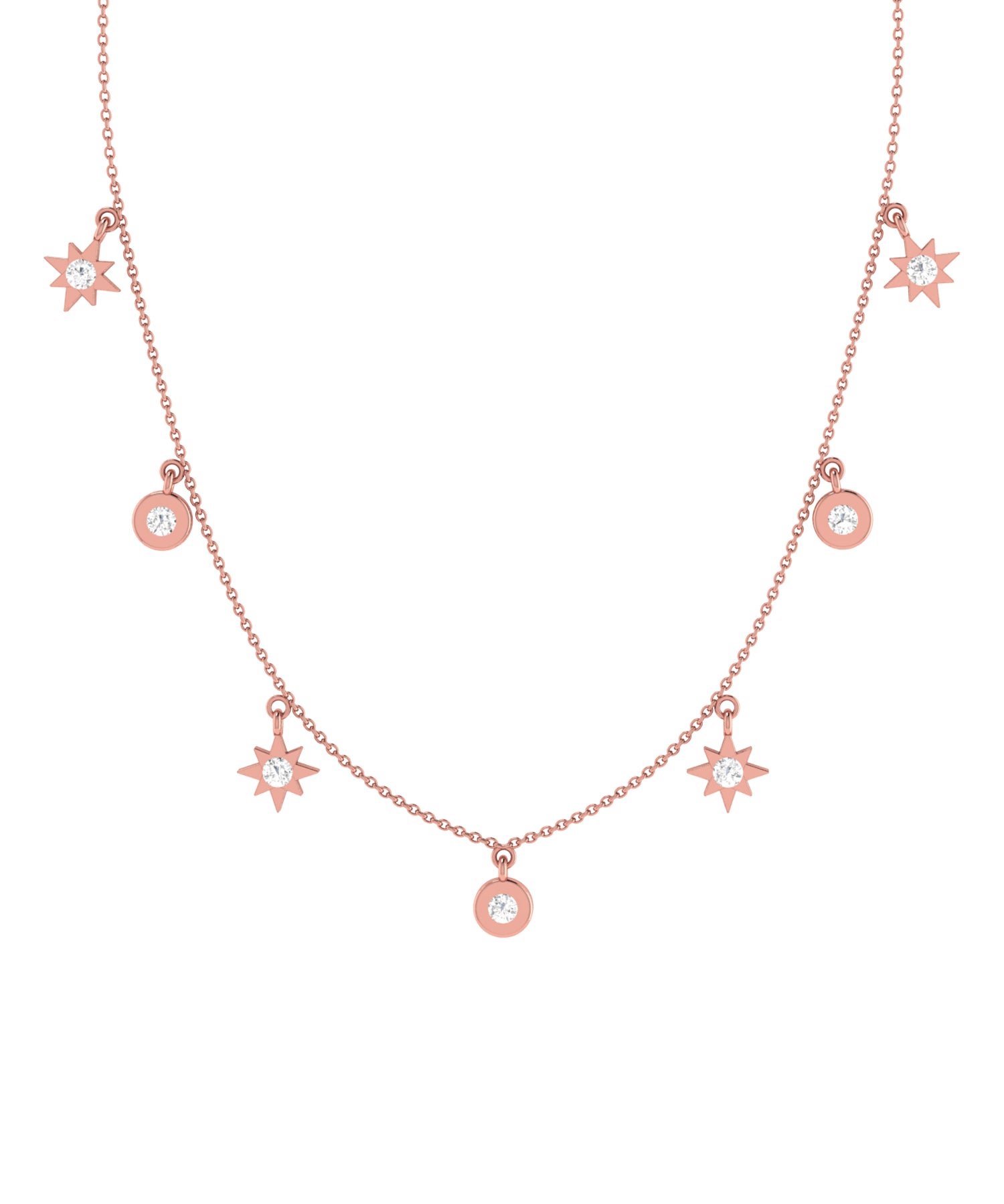 Solid Gold Diamond Starburst Celestial Necklace