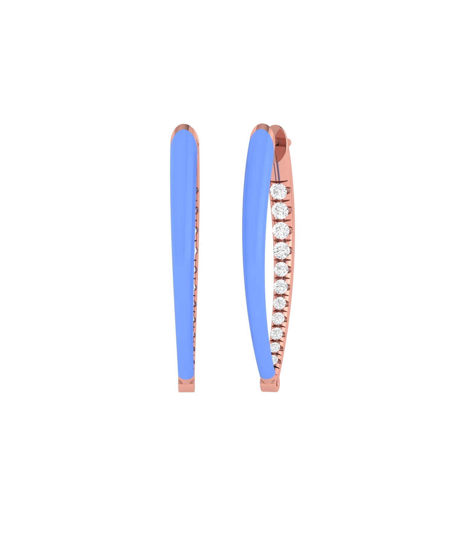 Solid Gold Diamond Enamel Hoops