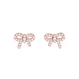 Solid Gold Ribbon Bow Diamond Studs