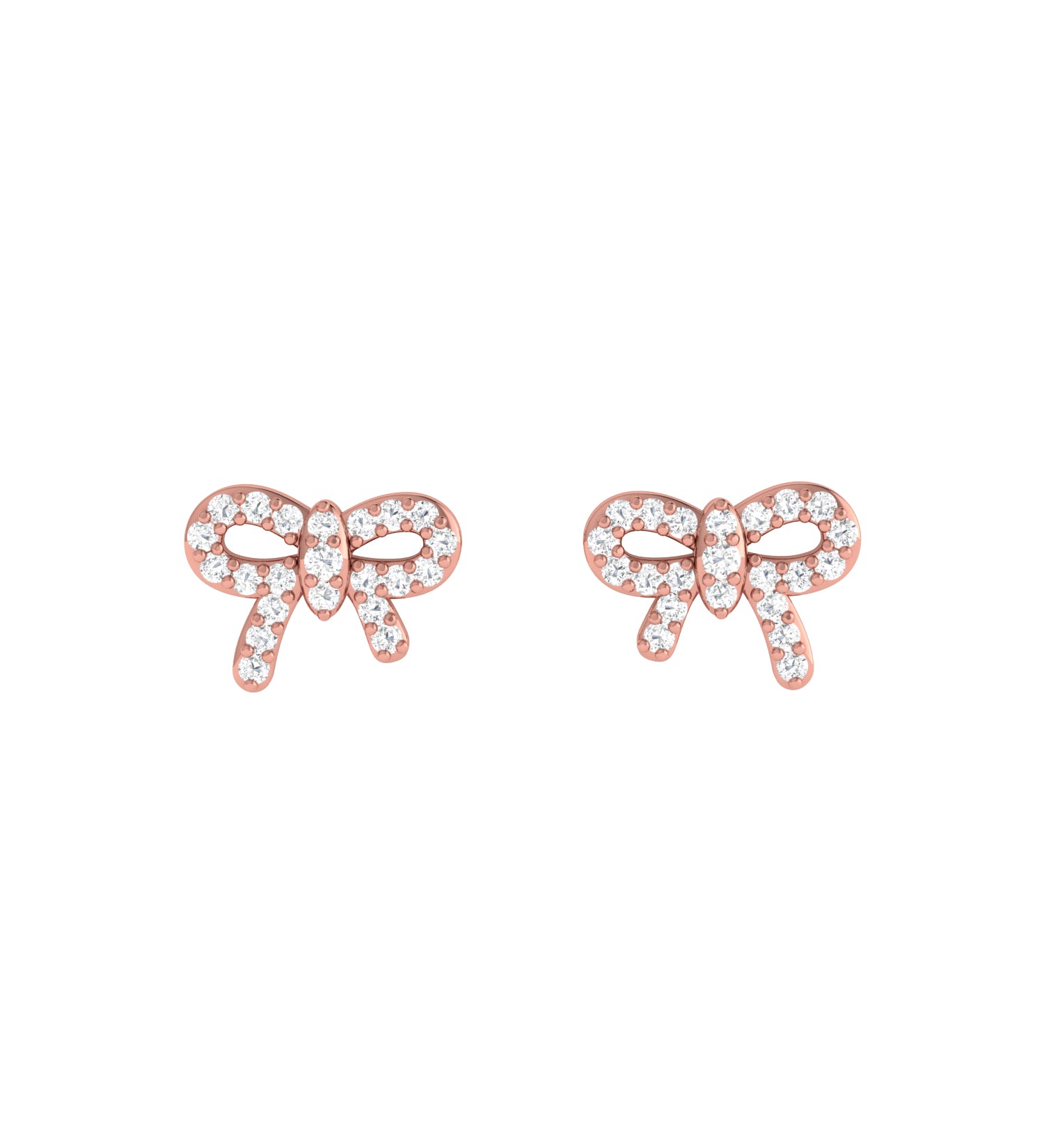 Solid Gold Ribbon Bow Diamond Studs