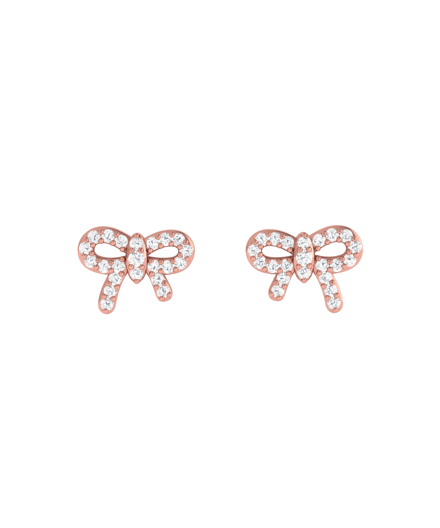 Solid Gold Ribbon Bow Diamond Studs