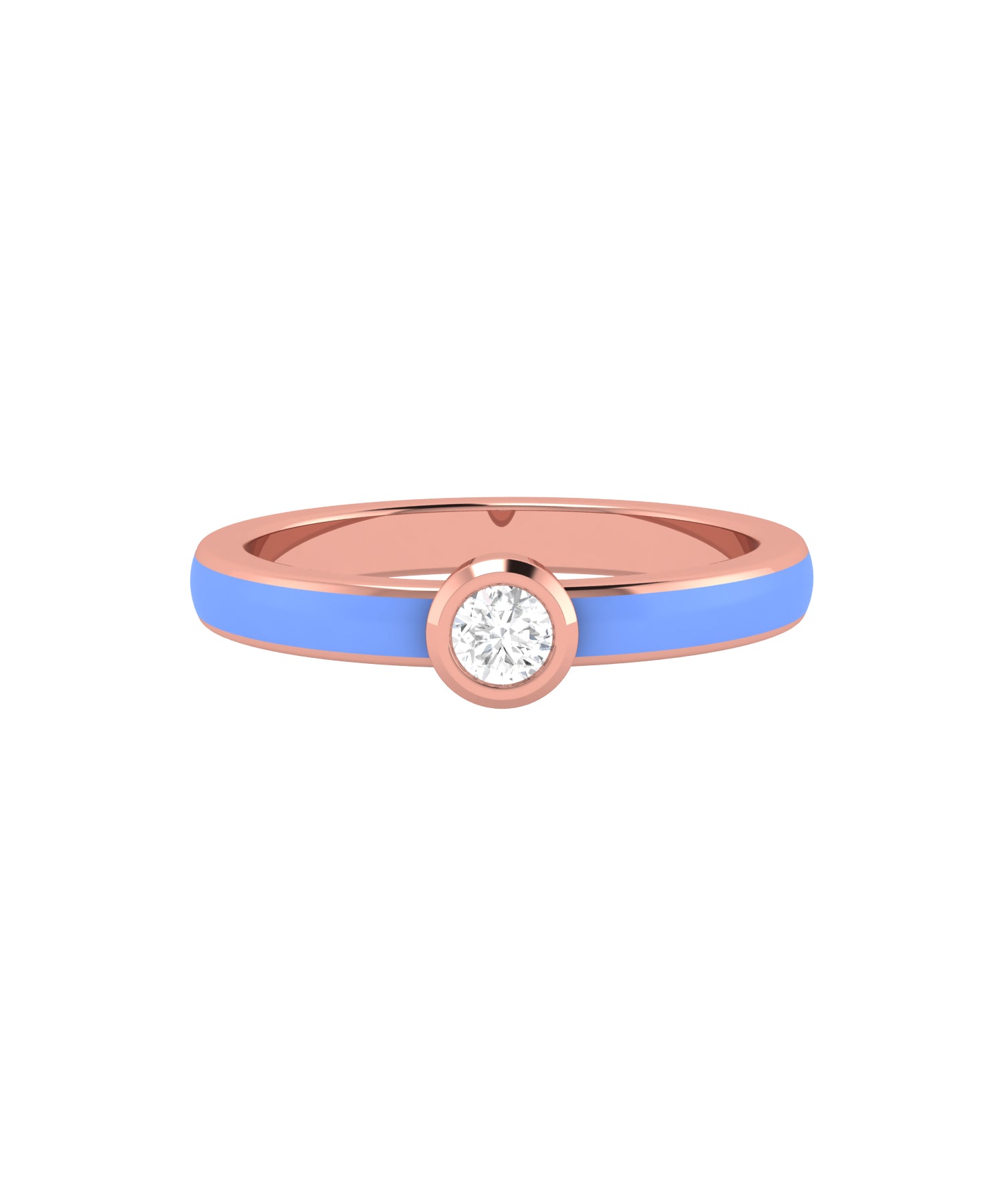Solid Gold Solitaire Diamond Enamel Ring