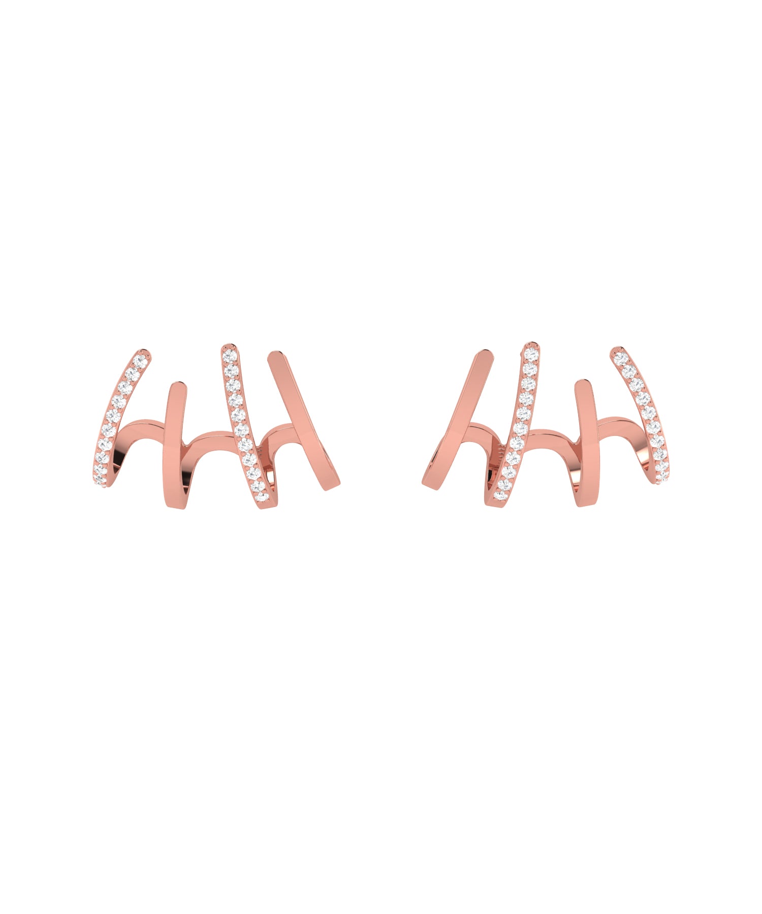 Solid Gold Diamond Claw Stud Earrings