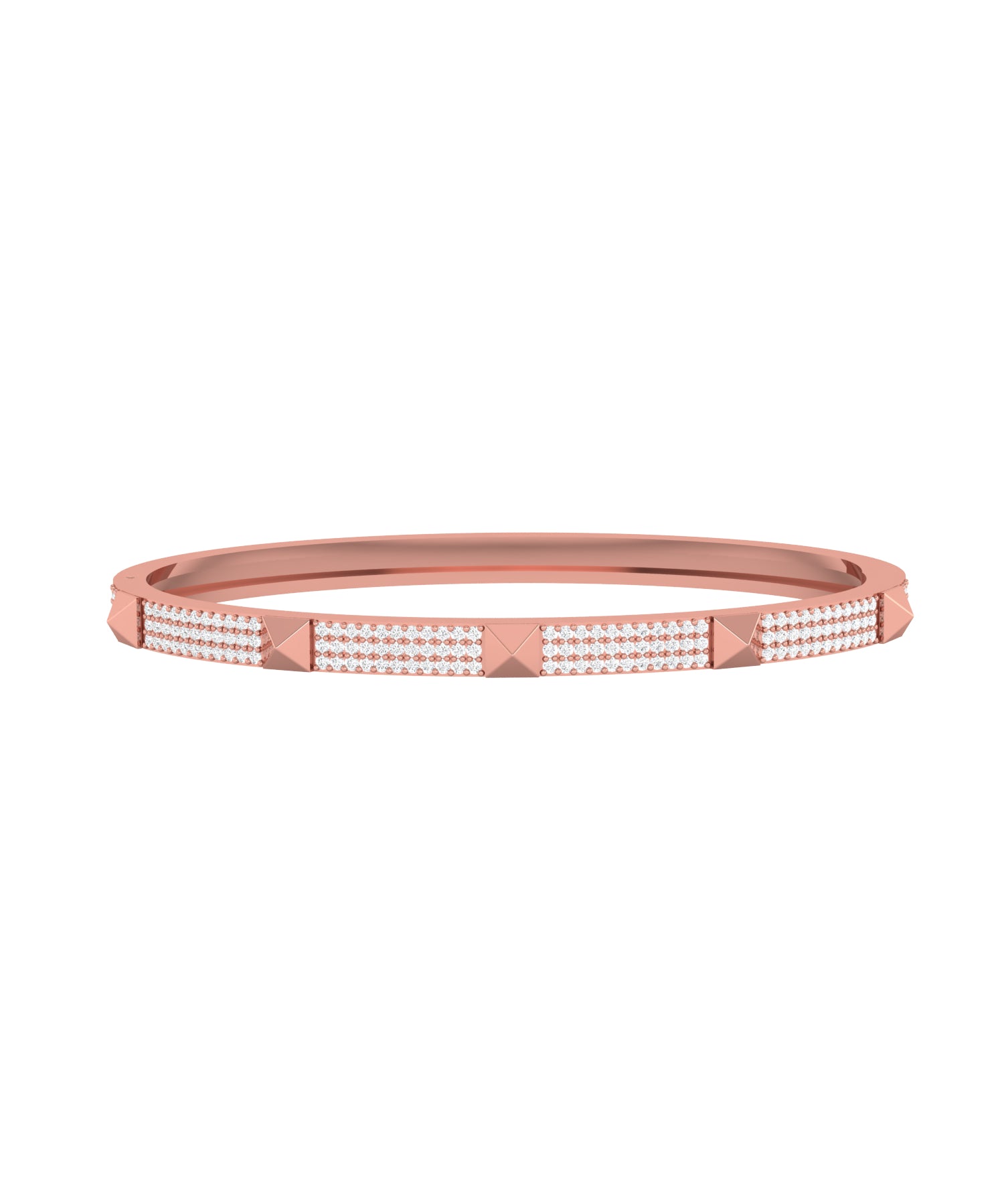 Solid Gold Diamond Pyramid Bangle