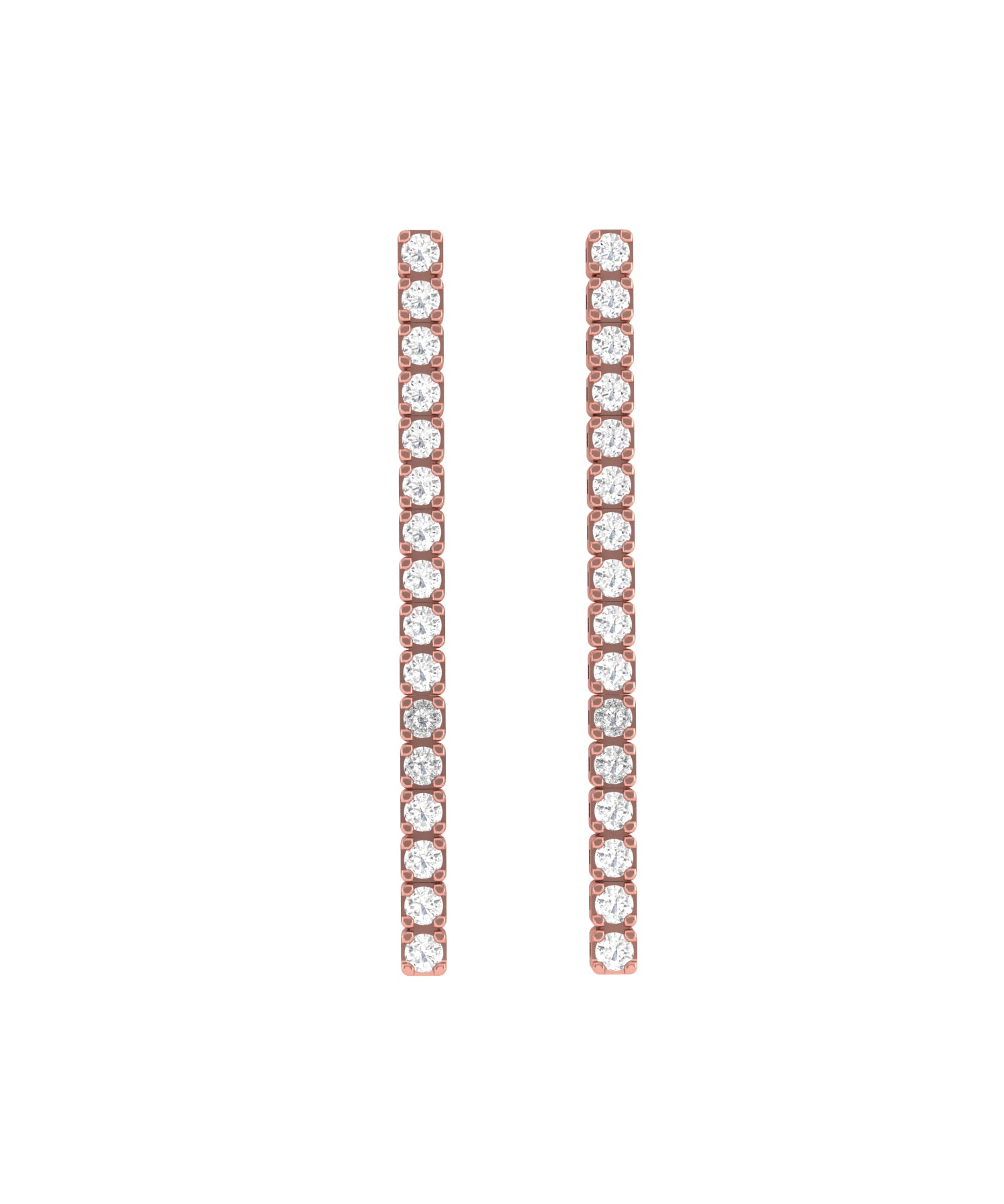 Solid Gold Diamond Long Strip Earrings