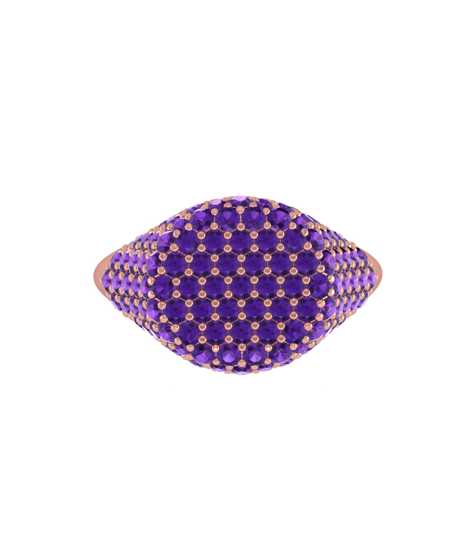 Solid Gold Amethyst Pave Signet Ring
