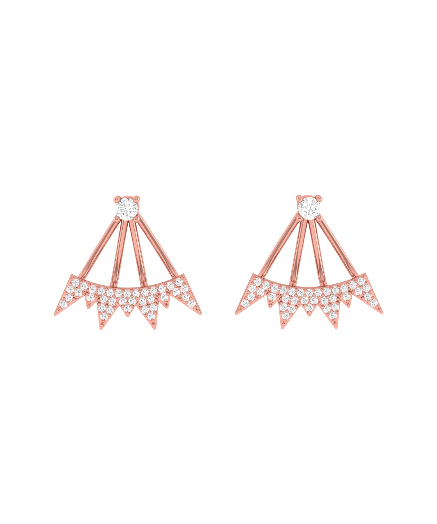 Solid Gold Diamond Jacket Stud Earrings