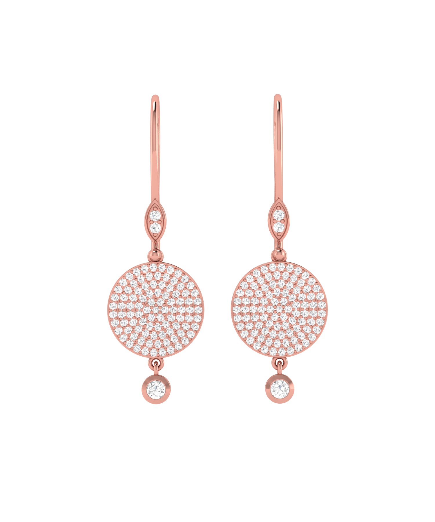 Solid Gold Diamond Disc Circle Earrings