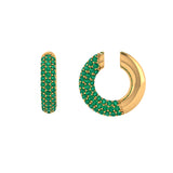 Solid Gold Pave Emerald Ear Cuff - Single