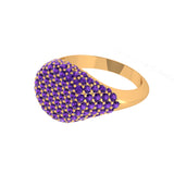 Solid Gold Amethyst Pave Signet Ring