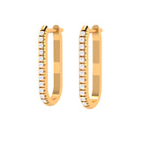 Solid Gold Diamond Oblong Rectangle Hoop Earring