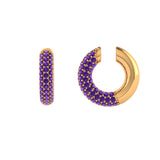 Solid Gold Pave Amethyst Ear Cuff - Single