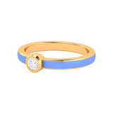 Solid Gold Solitaire Diamond Enamel Ring