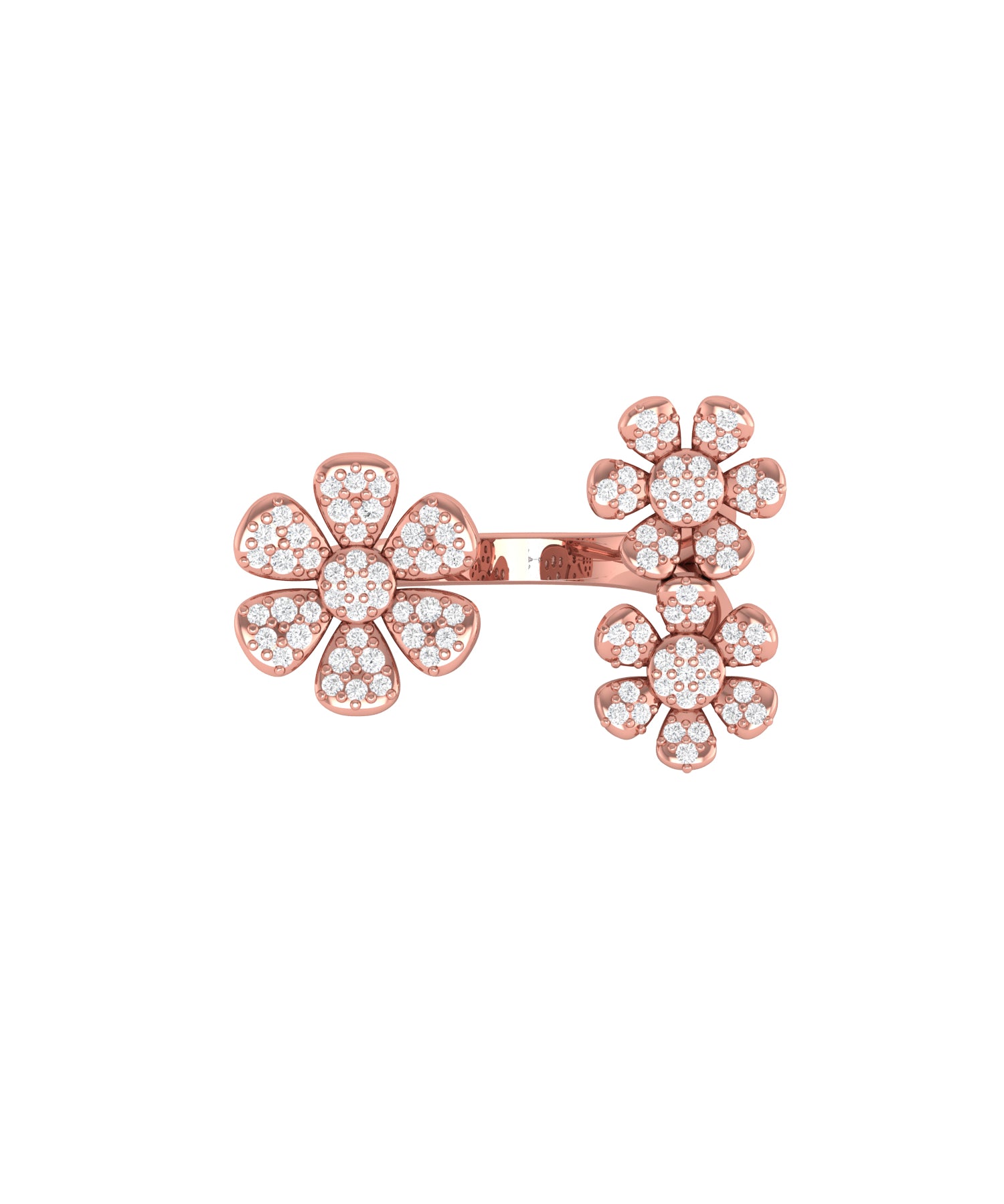 Solid Gold Diamond Flower Cluster Ring