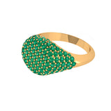 Solid Gold Emerald Pave Signet Ring