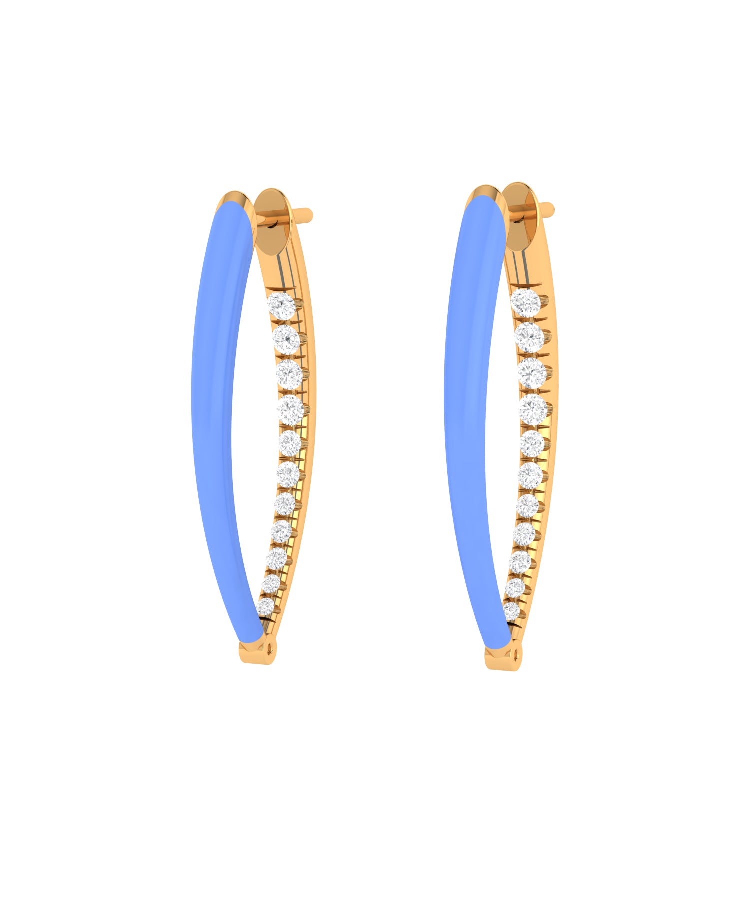 Solid Gold Diamond Enamel Hoops
