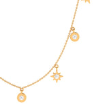 Solid Gold Diamond Starburst Celestial Necklace