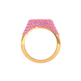 Solid Gold Pink Sapphire Pave Signet Ring