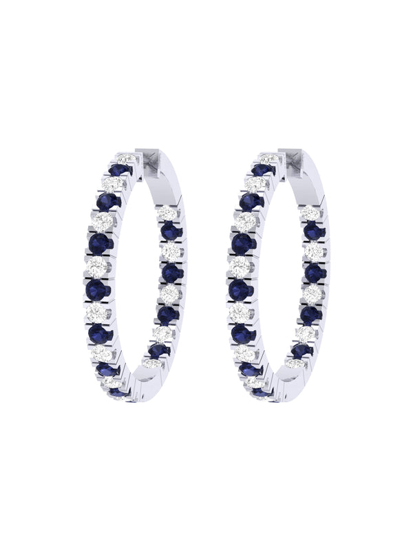 Diamond and Sapphire Hoop Earrings (Small)