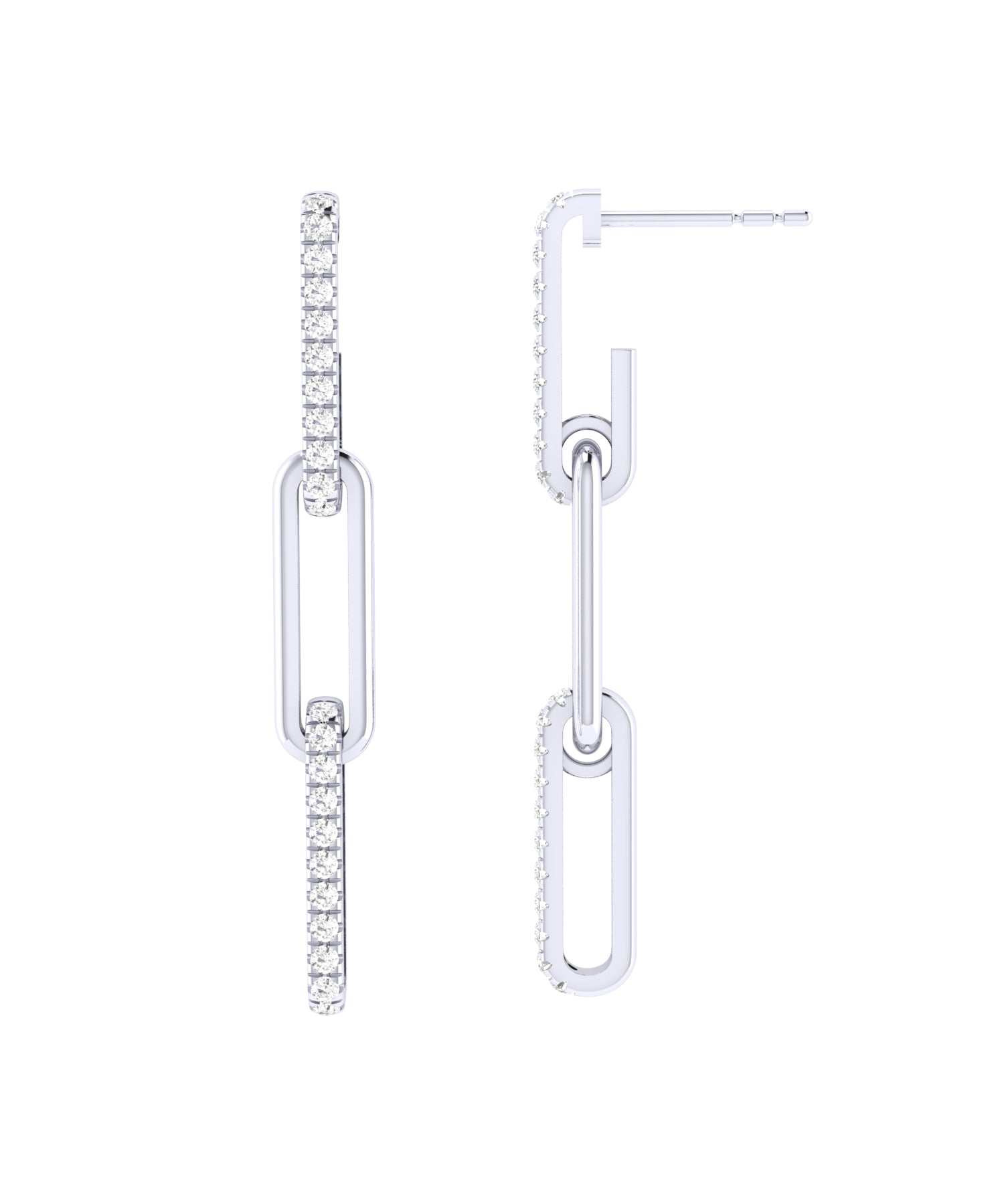 Solid Gold Diamond Chain Link Earrings