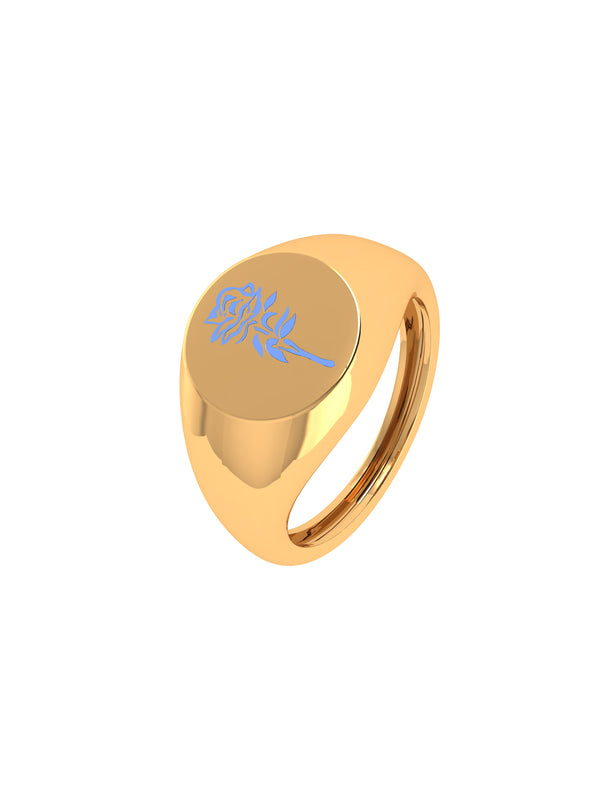 Solid Gold Engraved Signet Ring