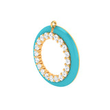 Solid Gold Enamel Open Circle Diamond Necklace